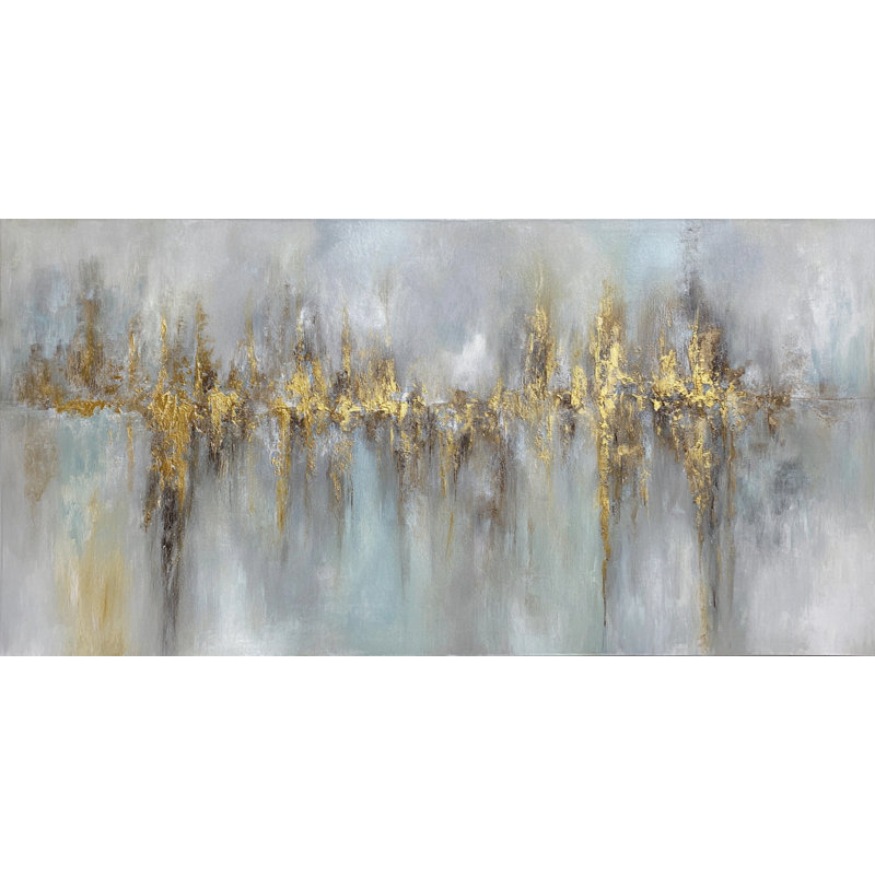 «Quiet Gold Pulse», art mural sur toile tendue, L 48 po x H 24 po x P 1,5 po