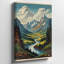 Toile, "Un paysage panoramique avec des montagnes imposantes avec des sommets enneigés", art mural sous un ciel dramatique-224210477