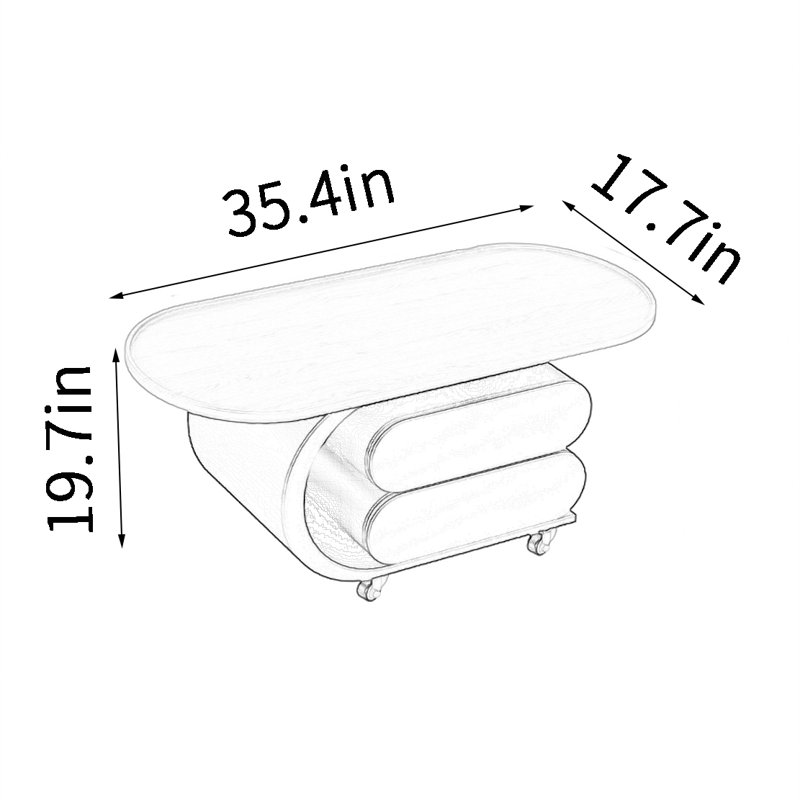 Table basse légère et portable, H 19,7 po x L 35,4 po x l 17,7 po, Blanc, Black