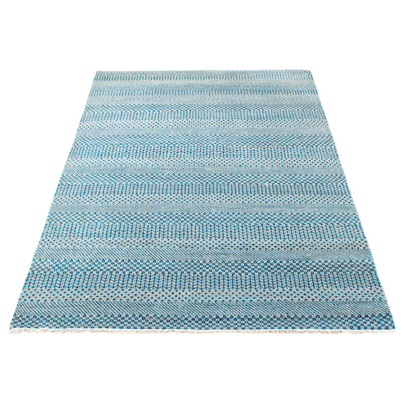Tapis turquoise en soie 6 pi 0 po x 9 pi 4 po
