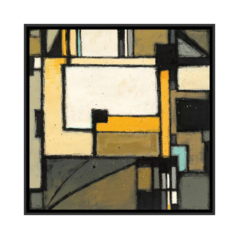 "jardin i" , reproduction d’art sur toile tendue, H 18 po x l 18 po x P 1,5 po, Toile avec cadre noir, Pas de tapis