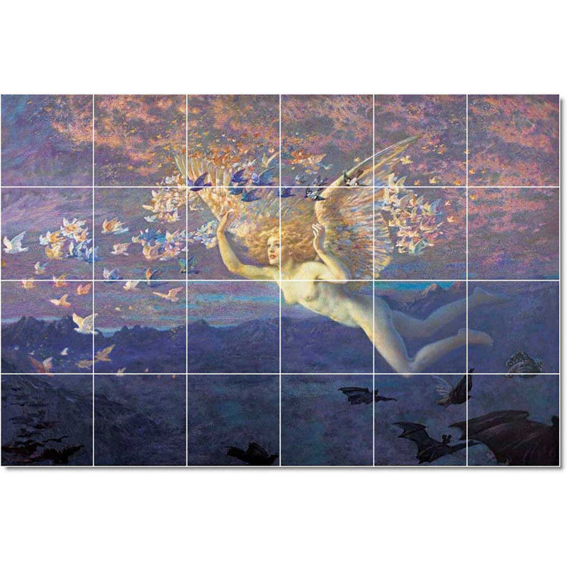 Carrelage mural décoratif en céramique 72 po x 48 po 12 po x 12 po, Edward Robert Huges Mythology W22617
