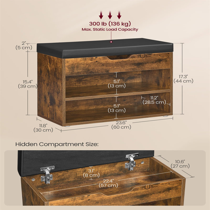 4 Pair Shoe Storage Bench