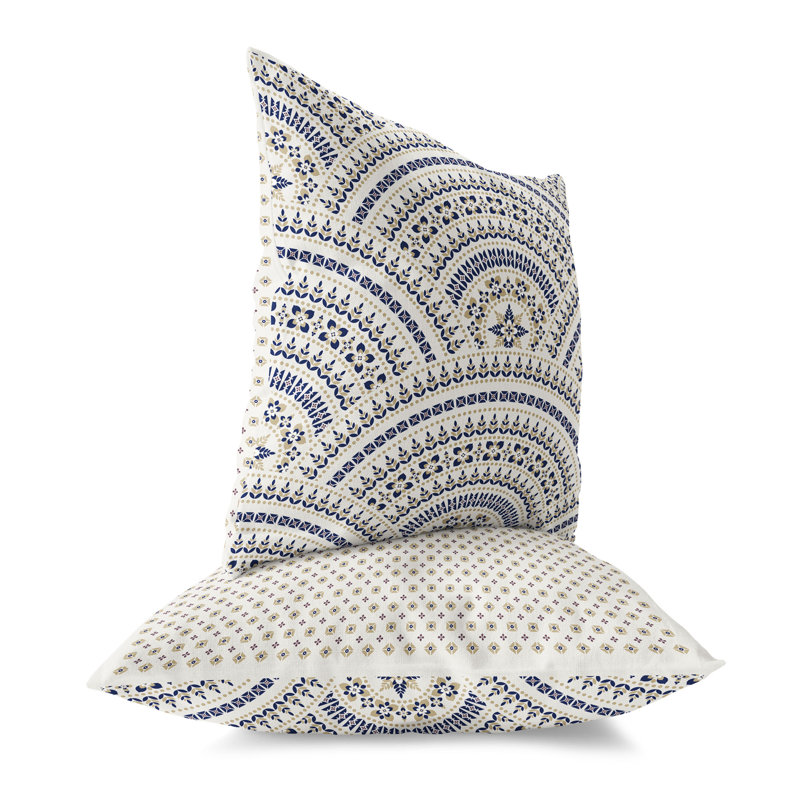 Gridlock Glamour  Square Throw Pillow, Blue/Orange, 16"H x 16"W