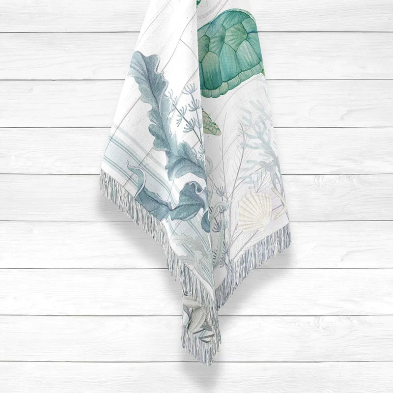 Beach Therapy Turtle Woven Throw Blanket, 80" W x 60" L