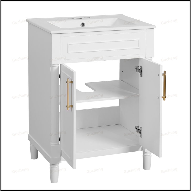 Petit meuble-lavabo 24 po avec lavabo intégré, Blanc