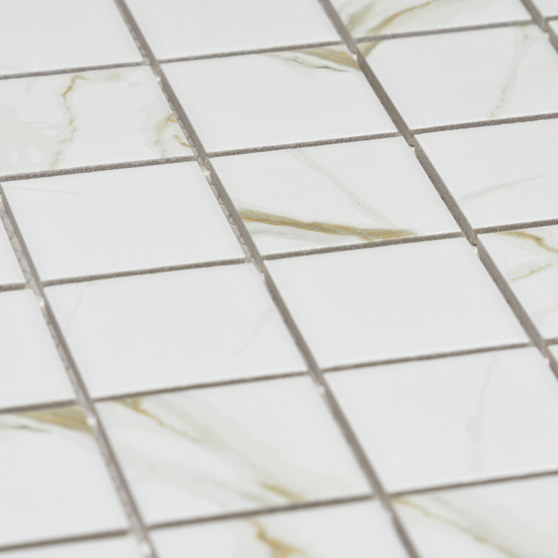 Calacatta Gold 2" x 2" Square Porcelain Mosaic Tile