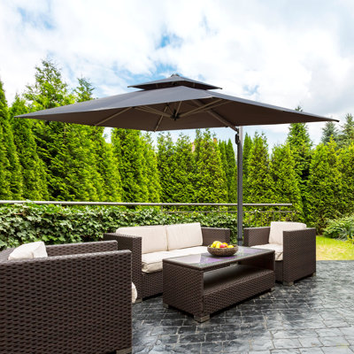 Parasol en porte-à-faux rectangulaire 9 pi x 11 pi avec mât central (base non incluse)