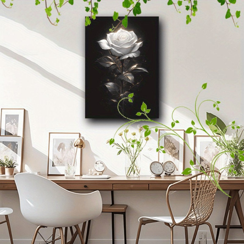Impression sur toile Elegant White Rose Gold Accents - Urban Studio, 36 * 24 pouces (90 * 60 * 2cm)