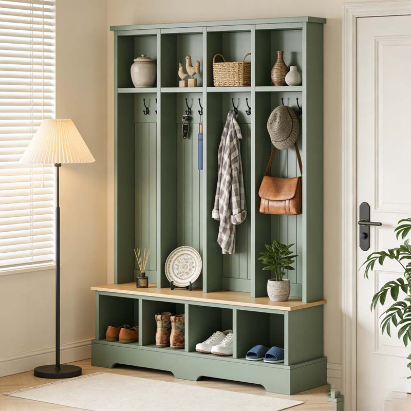 Hall Tree with 8 Hooks, Mint Green