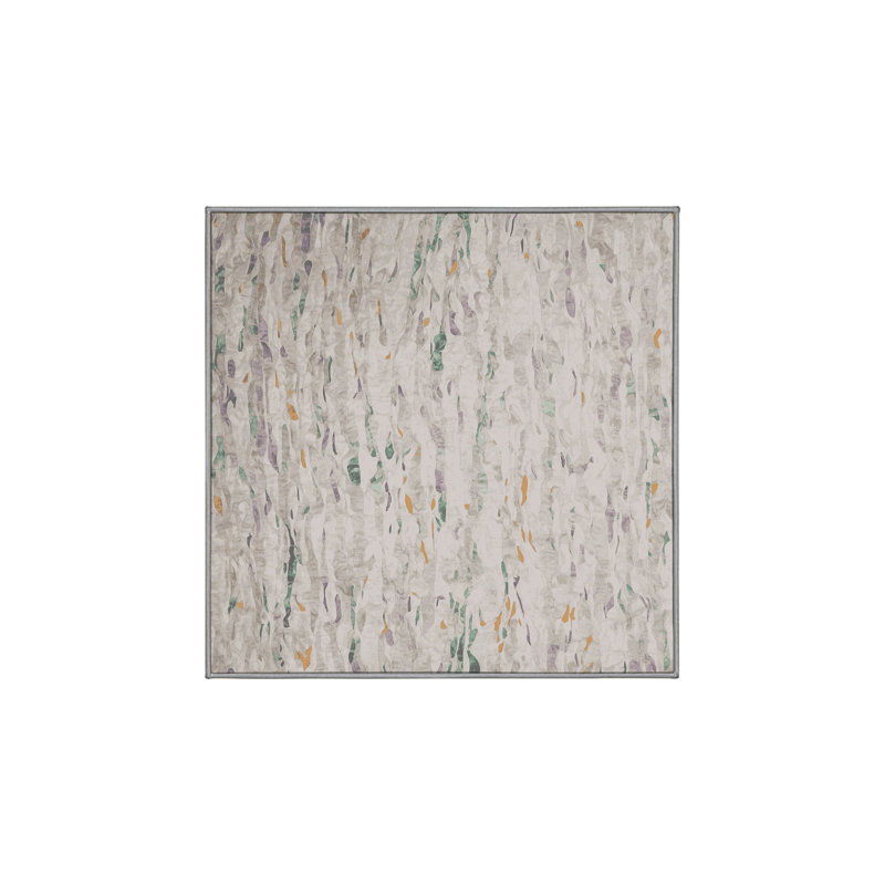 Machine Washable Gray Area Rug, Square 4'