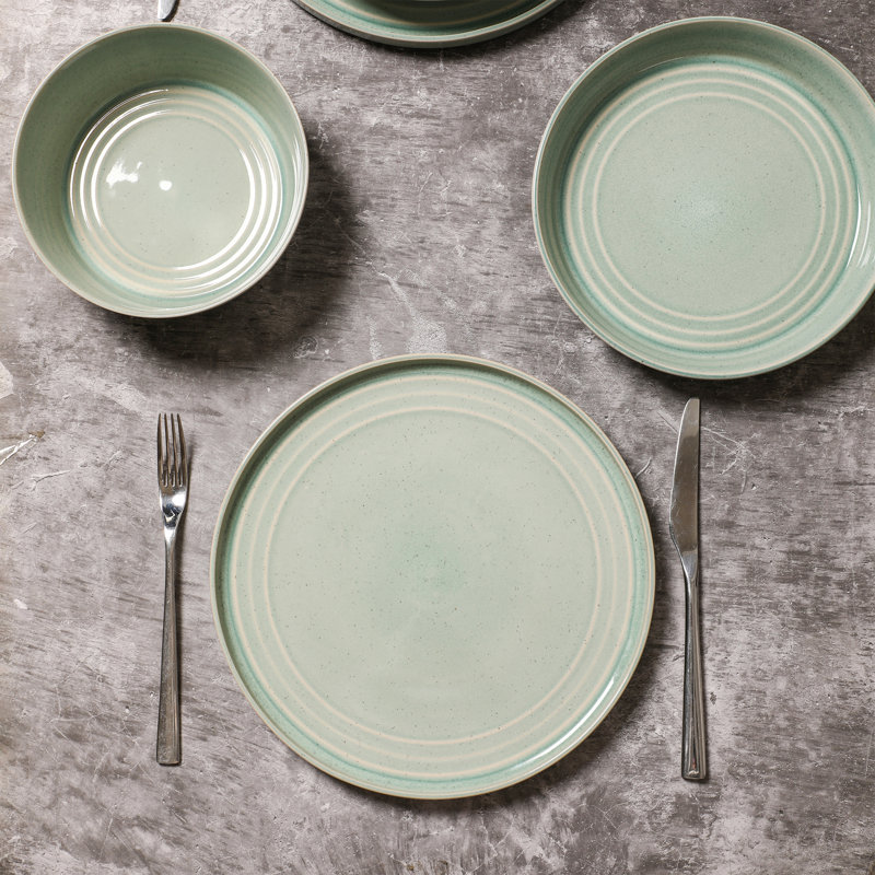 Ensemble d'assiettes en grès 4 pièces Stone Lain Claire, Vert