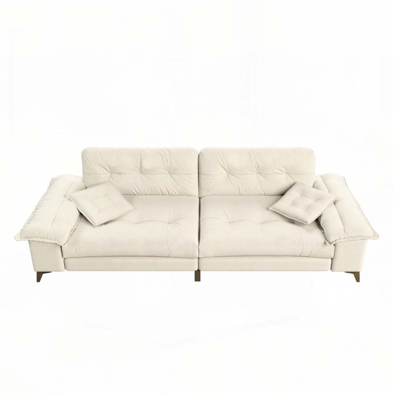 Canapé rembourré en chenille avec accoudoirs larges amovibles Chenille, Beige
