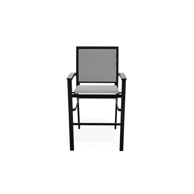 Chaise de café empilable en aluminium Bazza, Noir, Alliage Sunbrella®