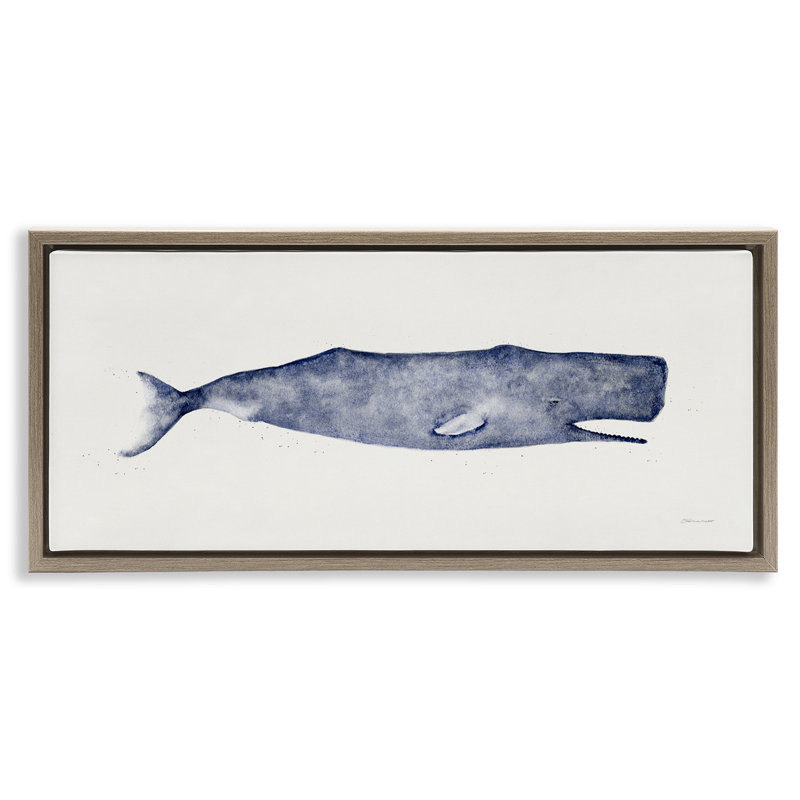 Illustration classique d'aquarelle de baleine, Cadre flottant orme Montalcino, H 11 po x l 25 po