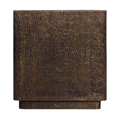 Landon End Table In Contemporary Stamped Brass Cladding On Solid Wood