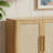 Caramel Oak Rattan Sideboard, Large Four-Door Design, Bohemian Style, Suitable For Living Room, Hallway, And Kitchen.