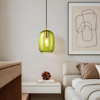 Vintage Brass Pendant Lights Kitchen Island, Retro Green Hammered Glass Pendant Light for Kitchen Island, Warm Dining Room Light Fixture, Cozy E26 Kitchen Light Fixtures for Bar Living Foyer