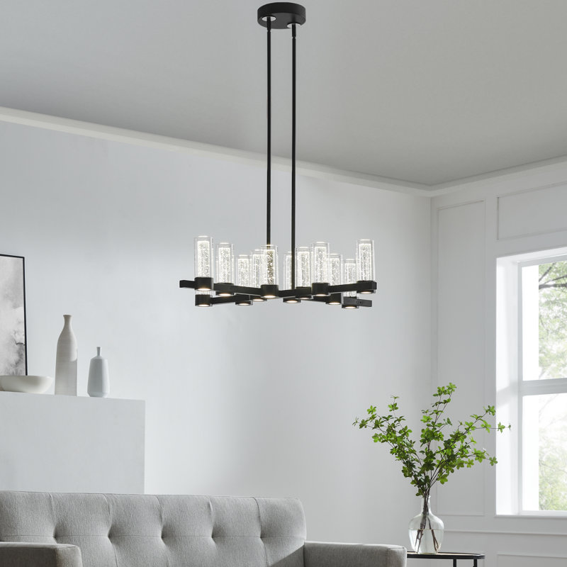 Lustre 12 lumières Vasiliya / noir mat, Mat