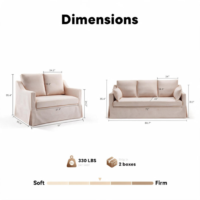 Ensemble de canapés 2 pièces Farmhouse, Beige