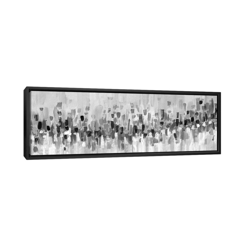 Bleu Staccato - noir et blanc 6 pièces, Cadre flottant noir, H 24 po x l 72 po