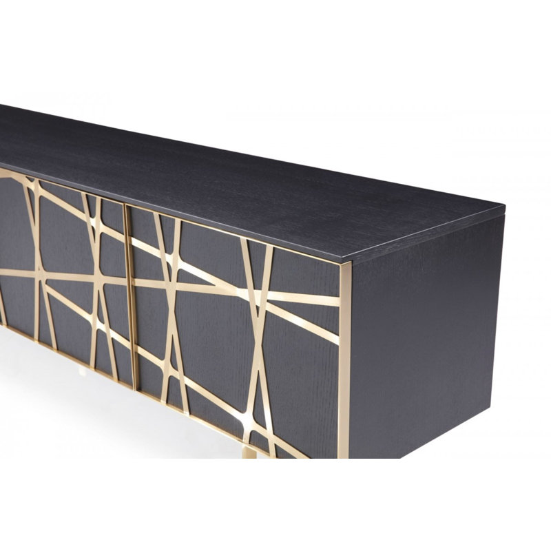 Kilson Unfinished TV Stand for TVs up to 88", Black/Gold