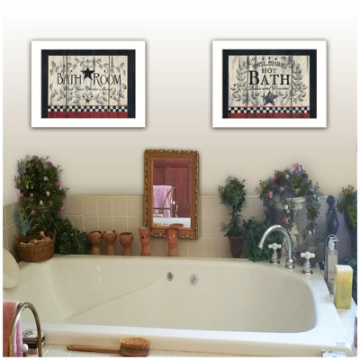 «Hot Bath», vignette 2 pièces par Linda Spivey, cadre blanc