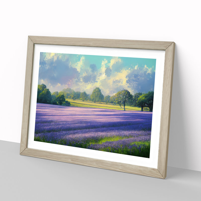 XH1022-9407X Unforgettable Bluebell Field - Single Picture Frame Print, 46cm H x 64cm W x 2cm D, Oak