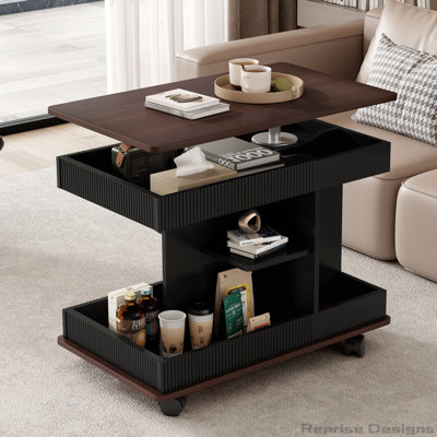 Table de bout moderne rotative à 360 ° avec roulettes et plateau relevable pour une utilisation flexible