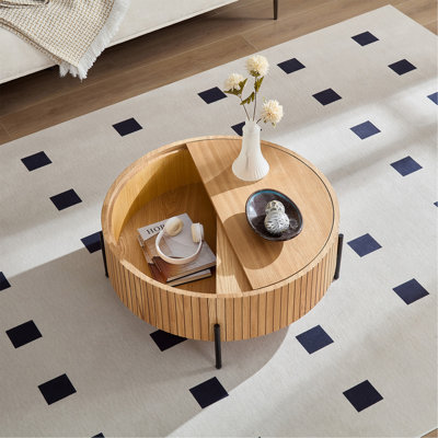 Table basse ronde avec rangement Table d'appoint moderne pour le salon et la chambre à coucher