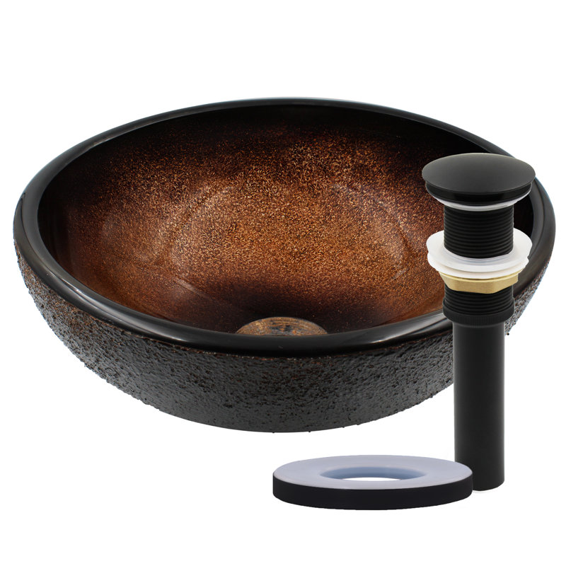 Novatto 12'' Glass Circular Bathroom Sink, Matte Black