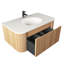 Meuble-lavabo mural avec comptoir en marbre artificiel blanc, lavabo en céramique, conception courbée avec rayures, pré-assemblé