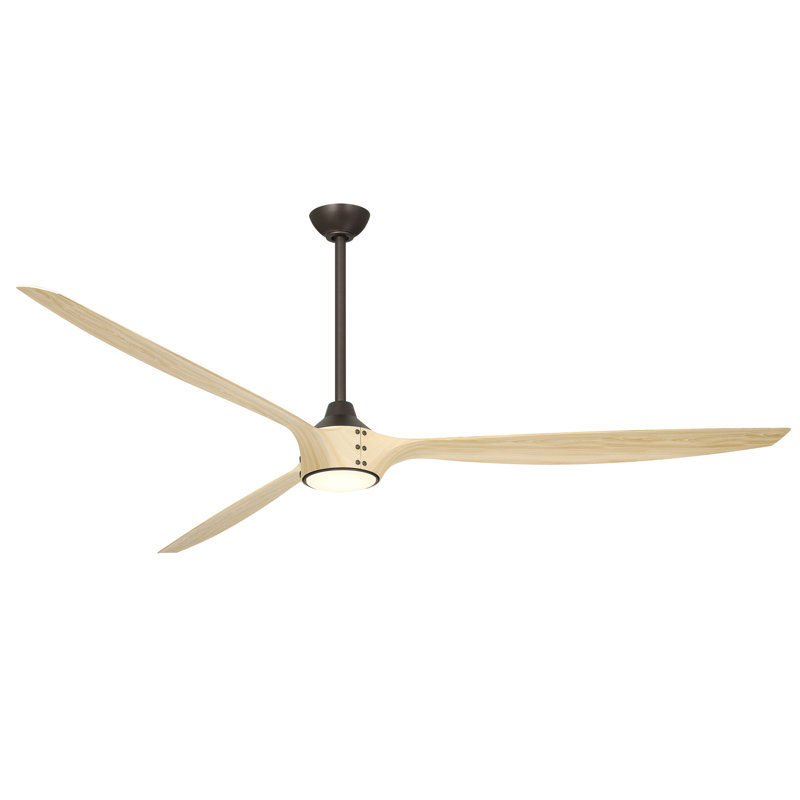 Pierce 84" Led Smart Ceiling Fan, Bronze, White Wood
