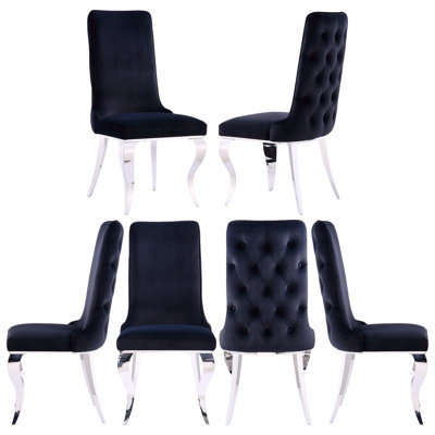 Tufted Velvet Upholstered Stainless Steel Parsons Chair