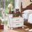 22" Farmhouse Nightstand with Charging Station, End Table with 2 Drawers,Rustic Wood Dresser for Bedroom,Bed Side Table Chest of Drawers Cabinet,Night Stand for Living Room (White)-214116878