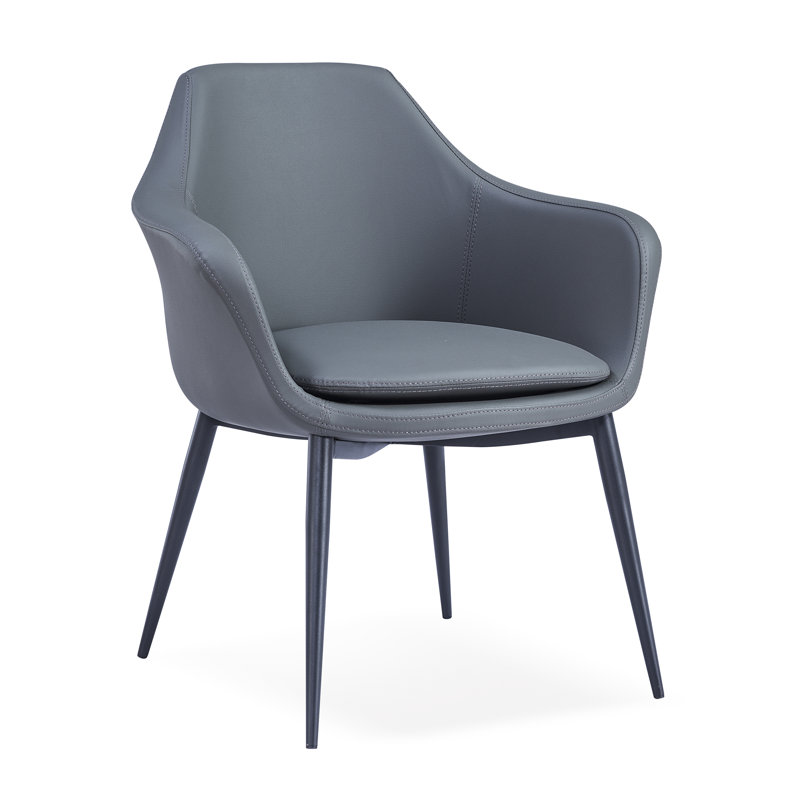 Chaise avec accoudoirs rembourrée Teegan, gris, Noir