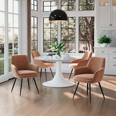 Chaise d'appoint rembourrée style Mid-Century brun avec dossier capitonné, ensemble de 2