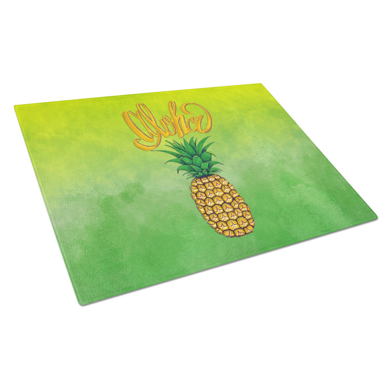 Caroline's Treasures Tempered Glass Aloha Pineapple Welcome Cutting Board
