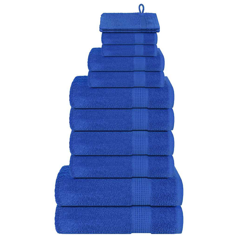 100% Cotton Mulit-Size Set, 12 Piece Towel Set, Blue