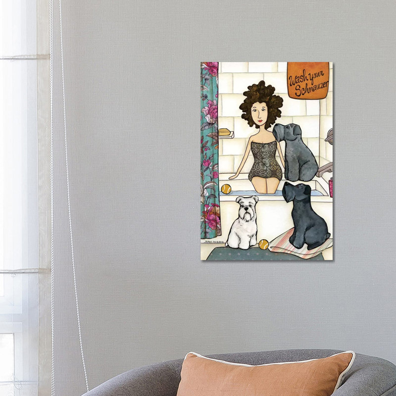 Schnauzer Tub by Jamie Morath - Print on Canvas, 66.04cm H x 45.72cm W x 3.81cm D, Wrapped Canvas