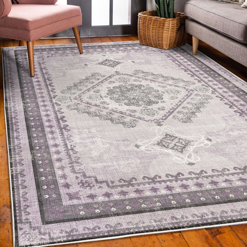 Tapis décoratif à poils longs en polyester à haute densité Cassand, Rectangle 4 pi x 5 pi 5 po
