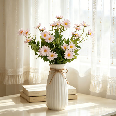 Paquet de 3 bouquets de marguerites artificielles de 14 po, fausses fleurs de ferme pour l'intérieur et l'extérieur
