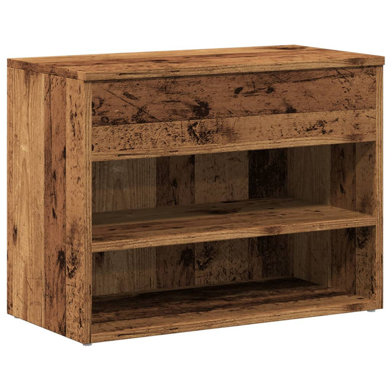 4 Pair Shoe Storage Bench, Reclaimed Wood