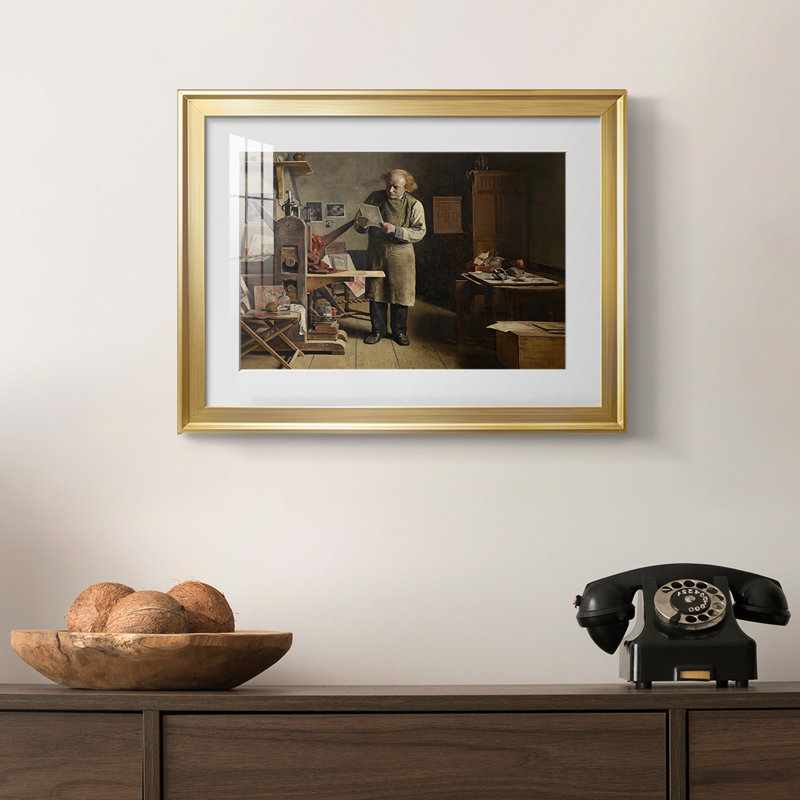 The Engraver (De graveur) - Henri de Braekeleer - reproduction encadrée avec passe-partout et verre - c. Fin du 19e siècle