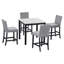 Ensemble de table de salle à manger 5 pièces à hauteur de comptoir avec une table de salle à manger en faux marbre et quatre chaises rembourrées en velours-1295569764