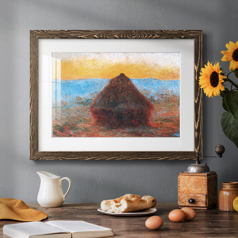 " Grainstack, 1891 01 " Painting Print, 28" H x 42" W x 1.5" D, Walnut