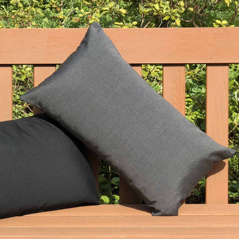 Sunbrella Fabric Solid Color Indoor/Outdoor Patio Garden Polyester Filled Lumbar Throw Pillows, Coal Black