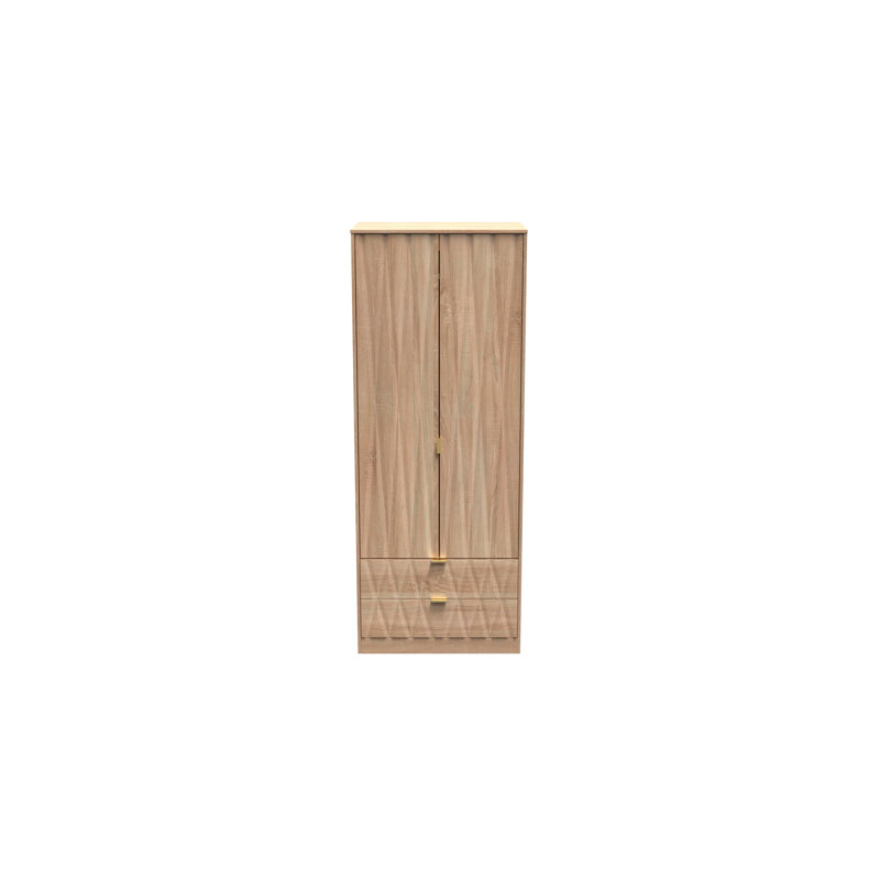 Fully Assembled Efka Diamond Wardrobe, Light OakWood Veneer