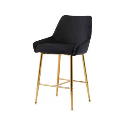 Upholstered Velvet Counter Stool with Steel Frame