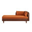 Chaise longue de rangement en velours 65 po avec structure en bois massif, polyuréthane brun et revêtement en velours orange